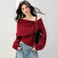 G6851 Niche Design Brand Women's Knitwear Knitwear Autumn And Winter New Soft Waxy Red Warm Top
