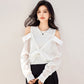 G9052 Spring New Fashion Pure Want All-match Design Off-shoulder Shirt Women's Sweet Top Chic And Beautiful Shirt