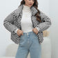 Amazon European And American Coat Plaid Plus Size Women's Coat Bread Clothing Warm Down Cotton-padded Jacket Women's Cotton-padded Coat