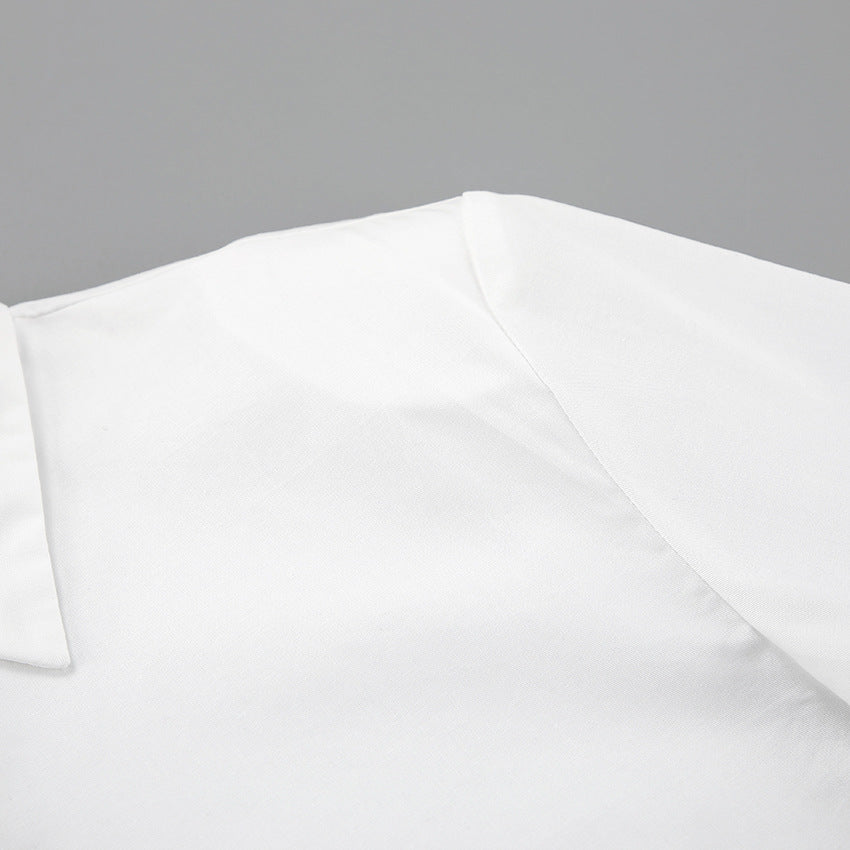 Autumn And Winter New White Simple Niche Shirt Design Sense Short Lapel Women