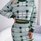 Contrast Plaid Navel Sweater Bag Hip Skirt Knitted Suit