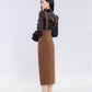 Suit Women's Autumn New French Style Black Turtleneck Bottoming Shirt Retro Strap Dress Two-piece Set