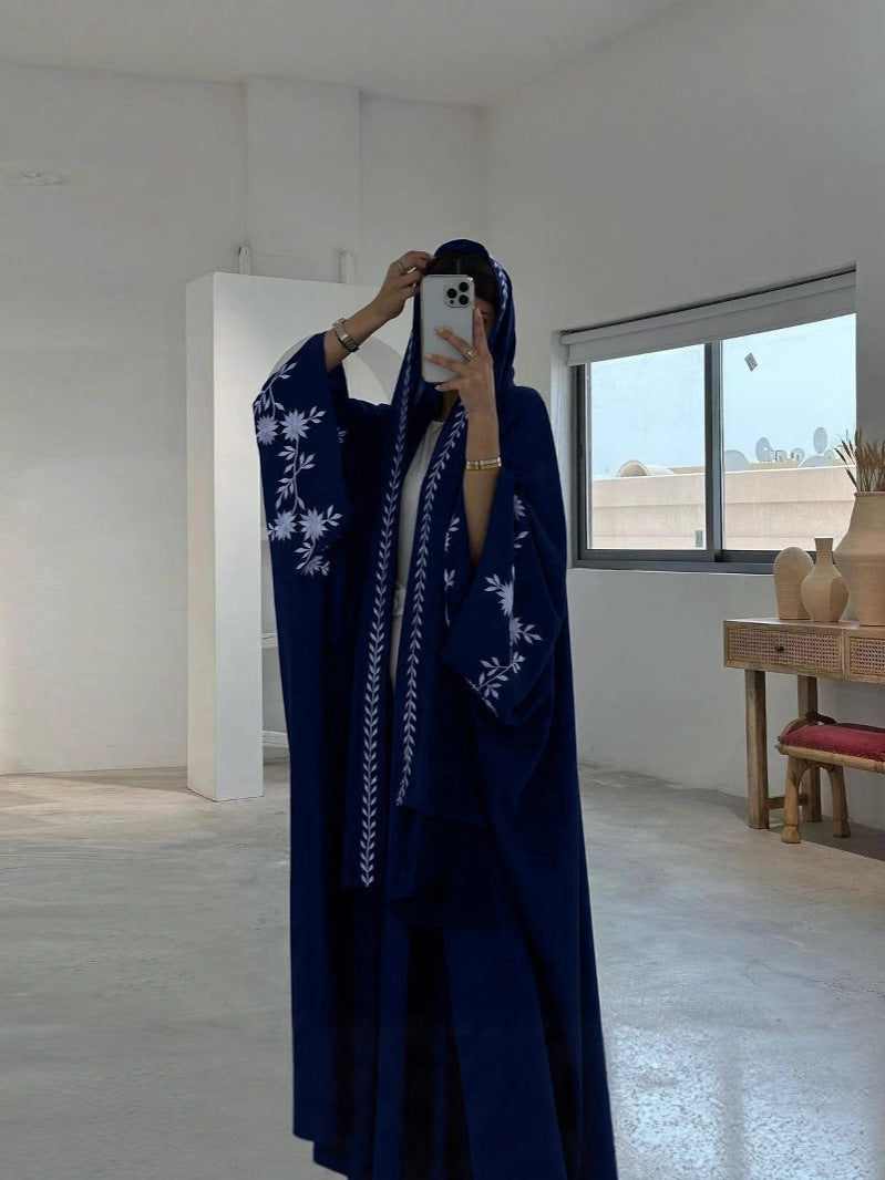 2025 New Foreign Trade Cross-Border E-Commerce Unique Arabic Embroidered Robe Fashionable Outer Wear Abaya Robe
