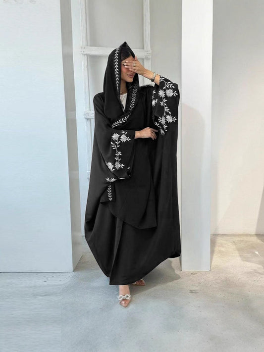2025 New Foreign Trade Cross-Border E-Commerce Unique Arabic Embroidered Robe Fashionable Outer Wear Abaya Robe