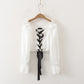Autumn New Style Palace Puff-sleeved Long-sleeved Shirt, Feminine Backless Cross-over Short Strappy Top With Slim Fit