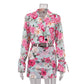 Foreign Trade Women's Digital Printing Fashion Skirt Suit New Lapel Long-sleeved Top High-waisted Skirt Two-piece Set