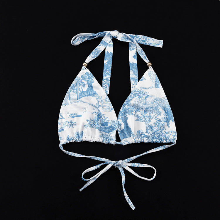 Style Printed Casual Suit For WomenSpring And Autumn New Lapel Long-sleeved Shirt Vest Slit Skirt Three-piece Set