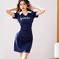 R3320 Original Designer Brand Letter Polo Skirt Elastic Slimming Look Cotton Slim Dress Summer