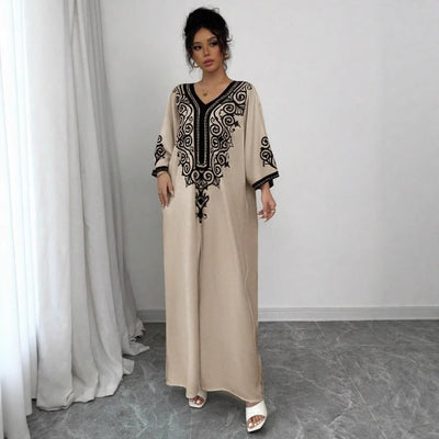 V-neck Positioning Flower Loose Printed Dress