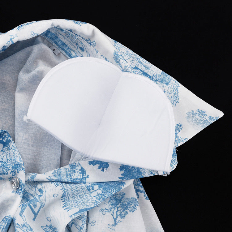 Style Printed Casual Suit For WomenSpring And Autumn New Lapel Long-sleeved Shirt Vest Slit Skirt Three-piece Set