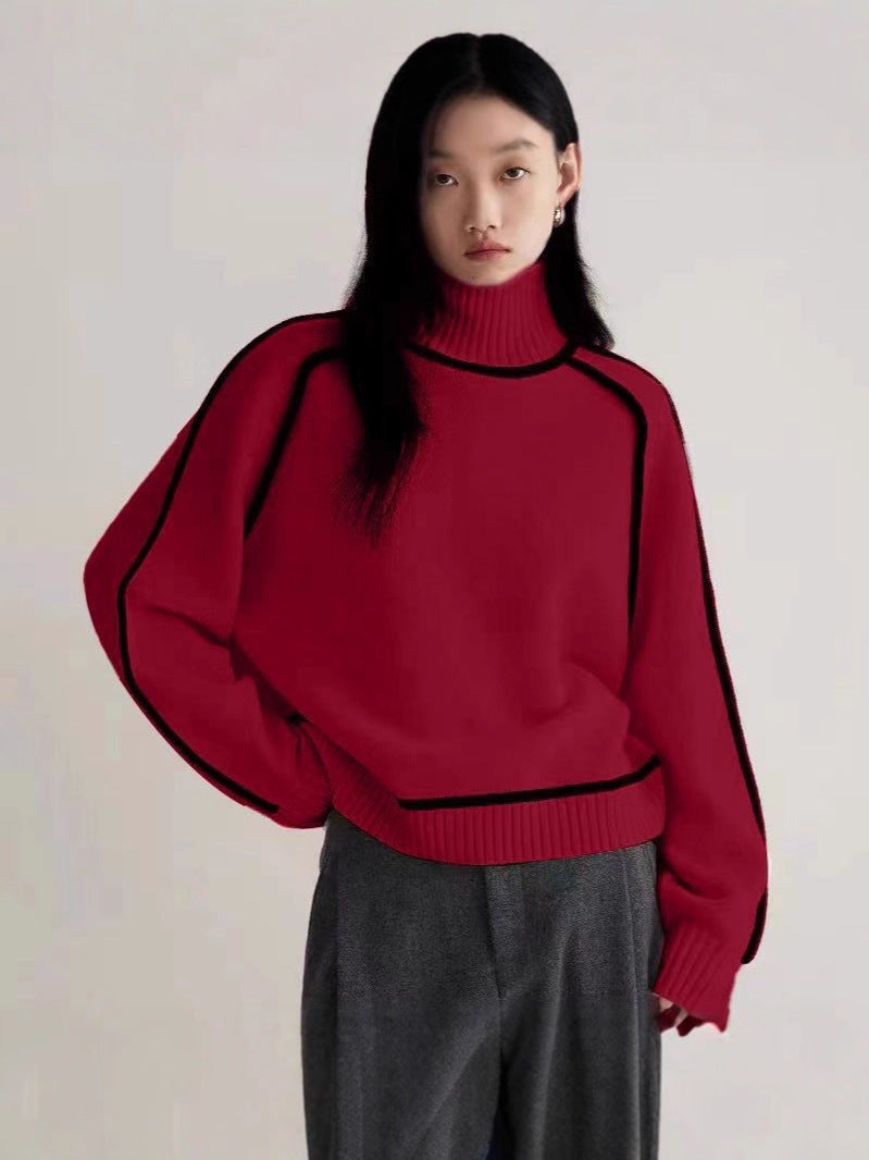 "Counter Authentic" Maillard Autumn And Winter Thin Slim Casual Loose Pullover Knitted Lazy Style Sweater For Women