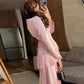 2025 New Autumn Women's Clothing European And American Amazon Cross-border Foreign Trade Ruffled Waist Pink Elegant Skirt Suit