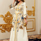 Foreign Trade Middle East Arab Women Dress Dubai Robe Long Sleeve Printed V-Neck Dress Long Dress Amazon