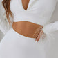 Fashion Amazon Independent Station Autumn And Winter Long-sleeved Bandage Suit Skirt Women&#039;s Two-piece High-end Feather Dress