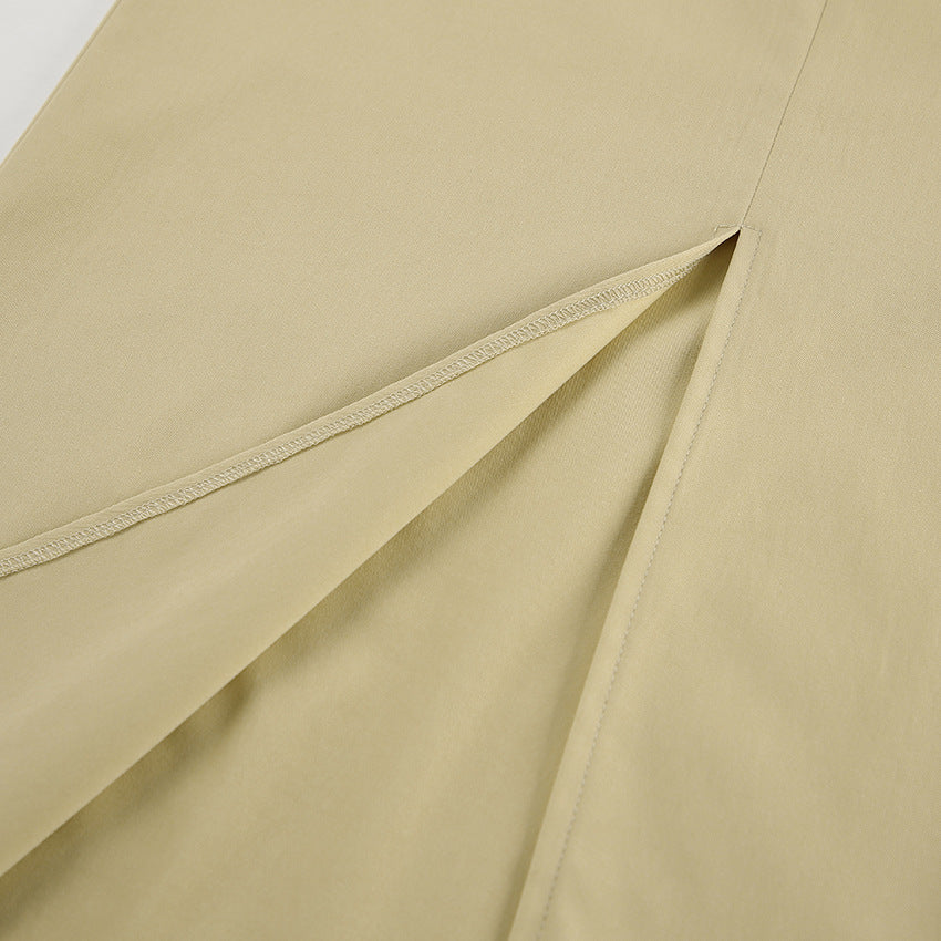 Design Sense Split High Waist Slim-fit Elegant Skirt Autumn And Winter New Niche All-match Solid Color Long Skirt