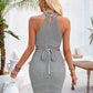 New Solid Color Halter Waist-exposed Top Lace-up Suit Skirt Foreign Trade