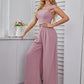 22 Spring And Summer New Cross-border Hot Selling Temperament Commuter Wide-leg Pants Vest Sleeveless Pure Mid-length Pink Solid Color Pants Suit