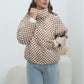 Amazon European And American Coat Plaid Plus Size Women's Coat Bread Clothing Warm Down Cotton-padded Jacket Women's Cotton-padded Coat