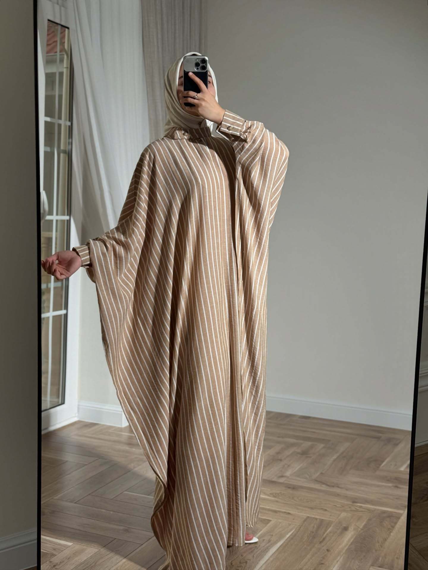 2025 AliExpress Dubai Middle East Turkish Autumn And Winter Elegant Simple Fashion Striped Robe Dress