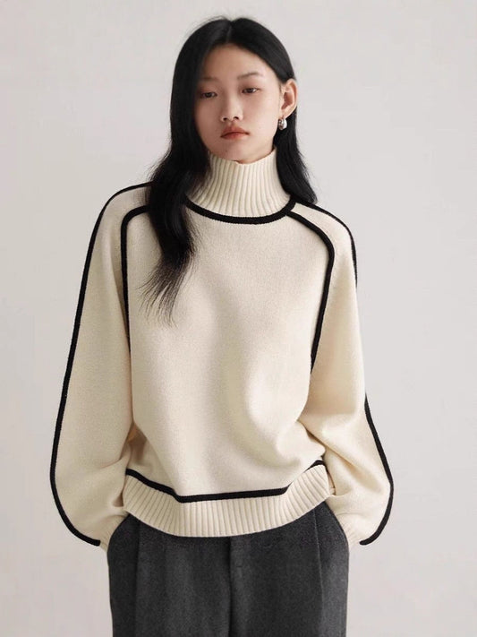 "Counter Authentic" Maillard Autumn And Winter Thin Slim Casual Loose Pullover Knitted Lazy Style Sweater For Women