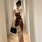 New Socialite Temperament Outfit - Women's Suspender Top & Skirt Two-Piece Printed Set