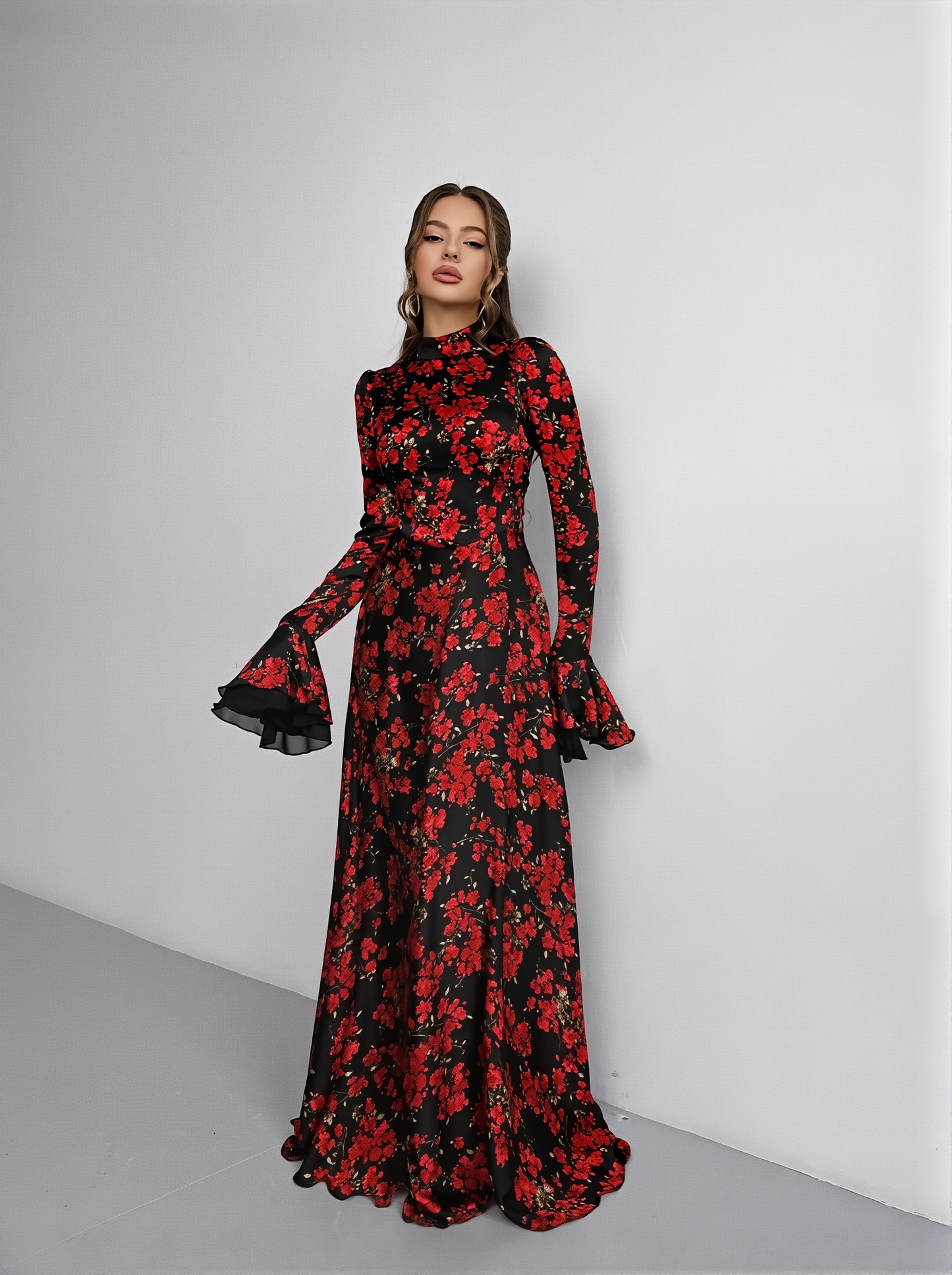 New Printed French Floral Slim-fit Strap Dress