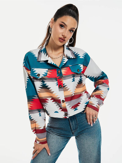 Coat Printing Long Sleeve Short Top