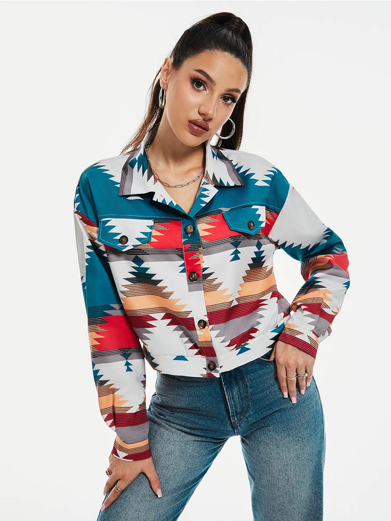 Coat Printing Long Sleeve Short Top