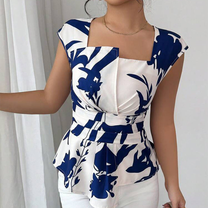 Vacation Style Slim Sleeveless Square Collar Pullover Top Women's Clothing