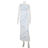 Vintage Printed Slim Fit Slimming Spaghetti Straps Dress