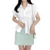 Fashionable All-match Hidden Hook Design Lapel Curling Short Sleeve