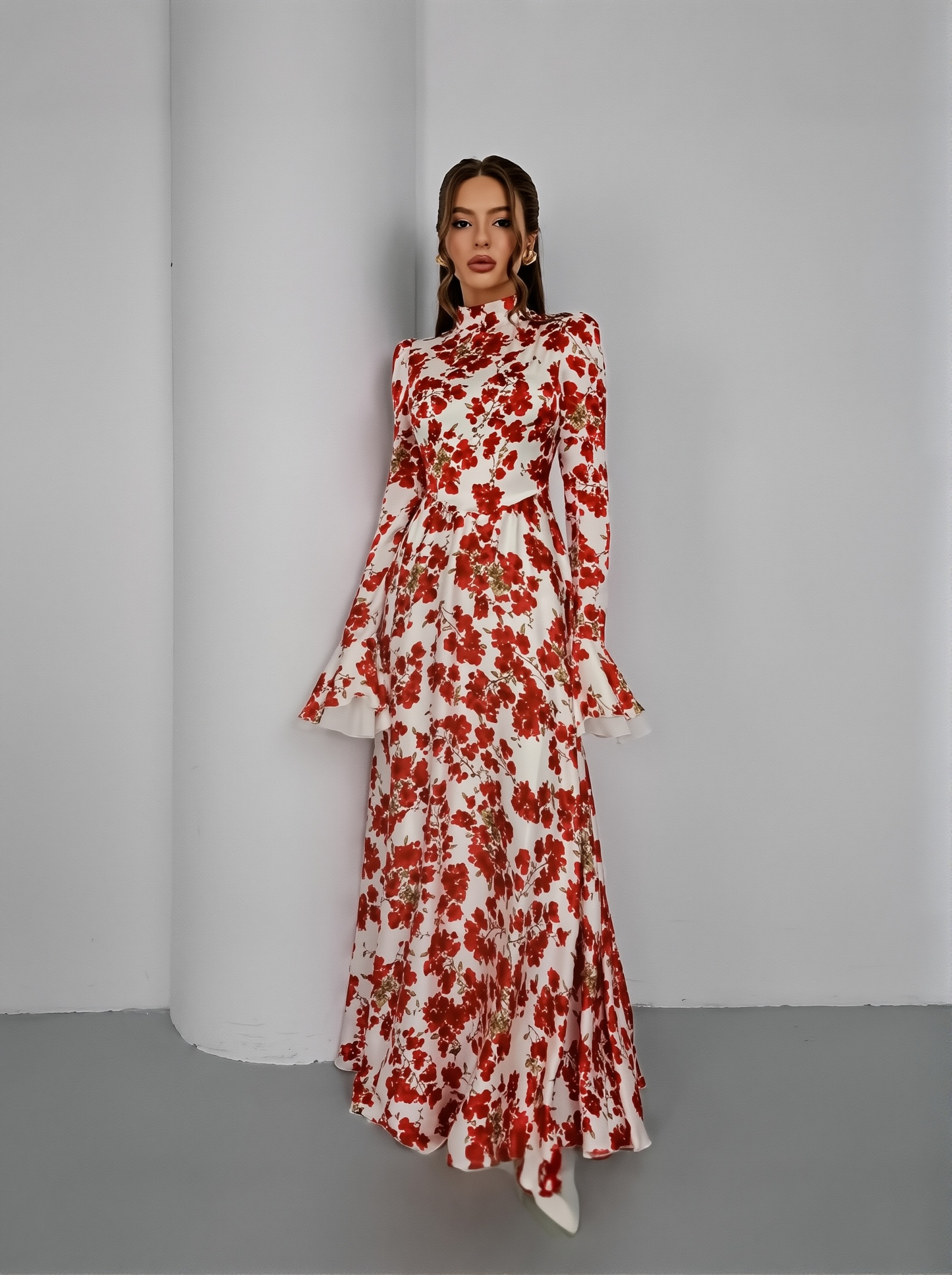 New Printed French Floral Slim-fit Strap Dress