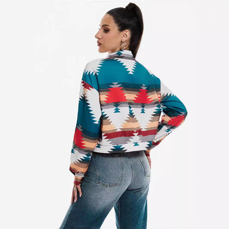 Coat Printing Long Sleeve Short Top
