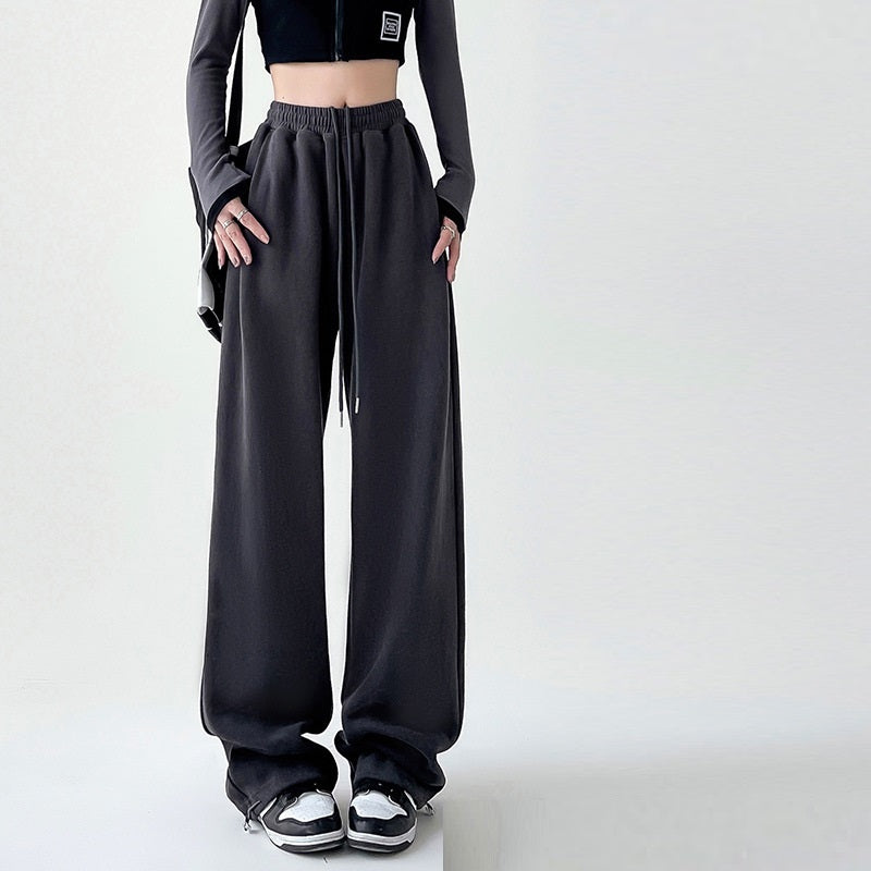 Casual Straight-leg High Waist Slimming Wide Leg Pants