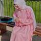 Women's Muslim Style New Three-dimensional Bow Sweet Age-reducing Waist Pink Dress