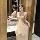 New French Light Luxury Celebrity High-end One-shoulder Two-piece Mesh Long Noble Dress