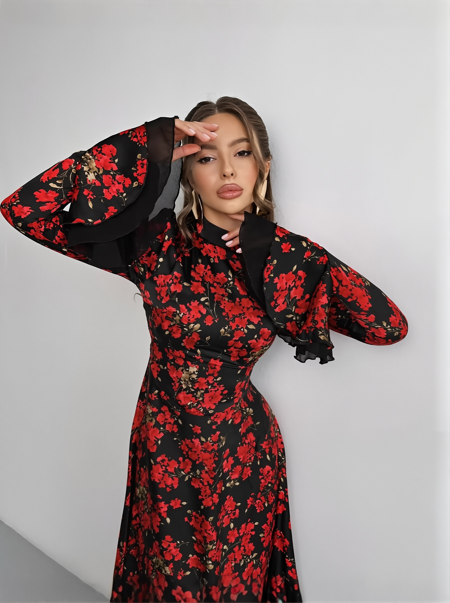 New Printed French Floral Slim-fit Strap Dress