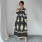 Printed Lace Up European And American Elegant Dress