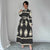 Printed Lace Up European And American Elegant Dress