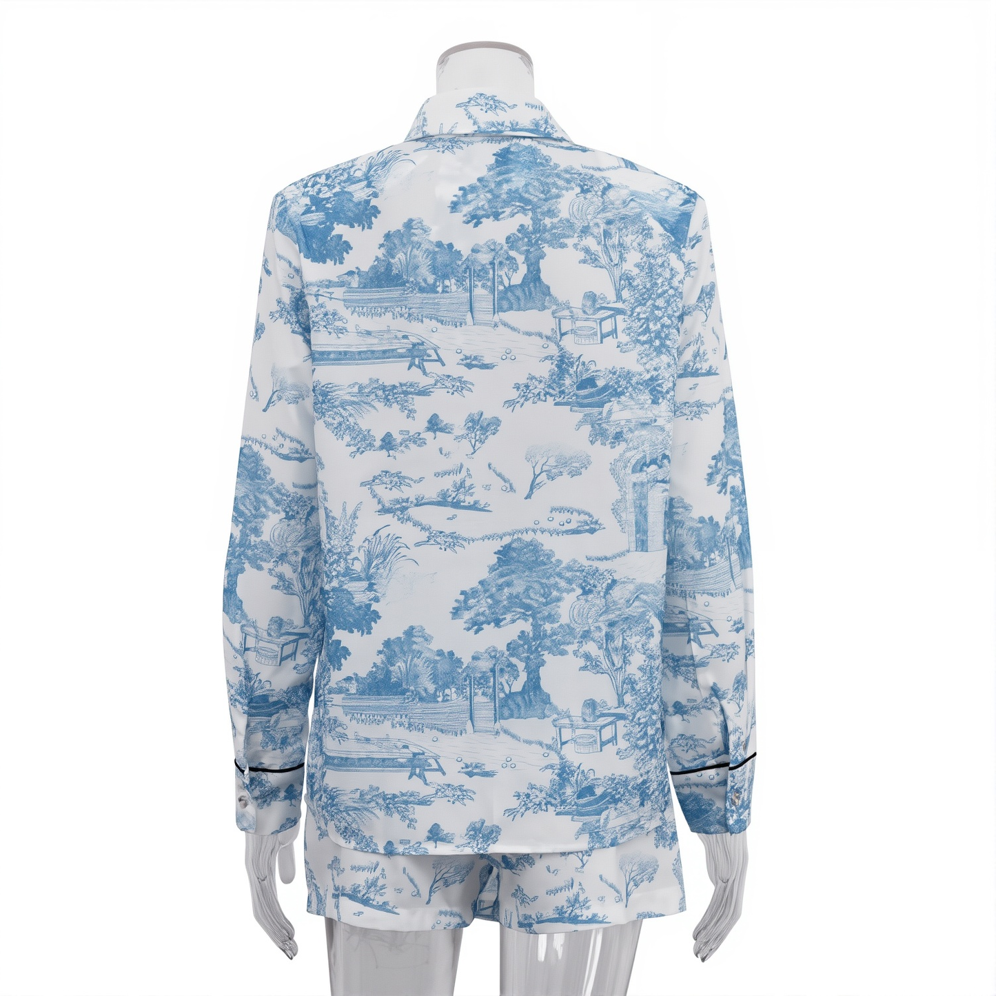 Style Printed Casual Suit For WomenSpring And Autumn New Lapel Long-sleeved Shirt Vest Slit Skirt Three-piece Set