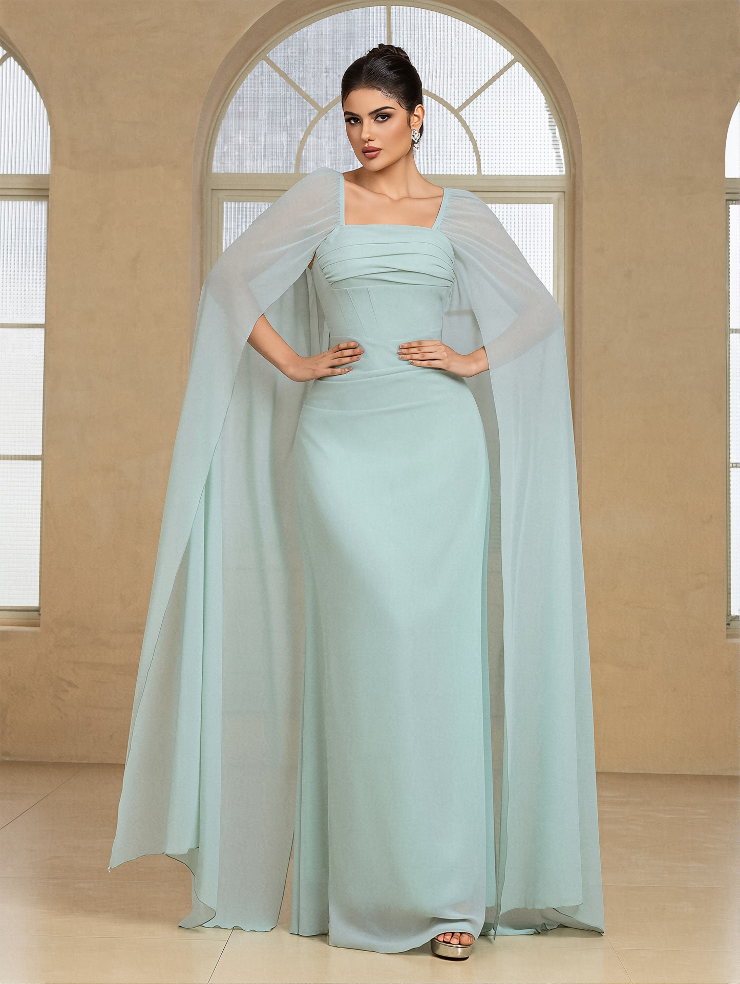 Elegant Solid Color Evening Gown | Long Banquet & Formal Dress