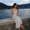 Vintage Printed Slim Fit Slimming Spaghetti Straps Dress