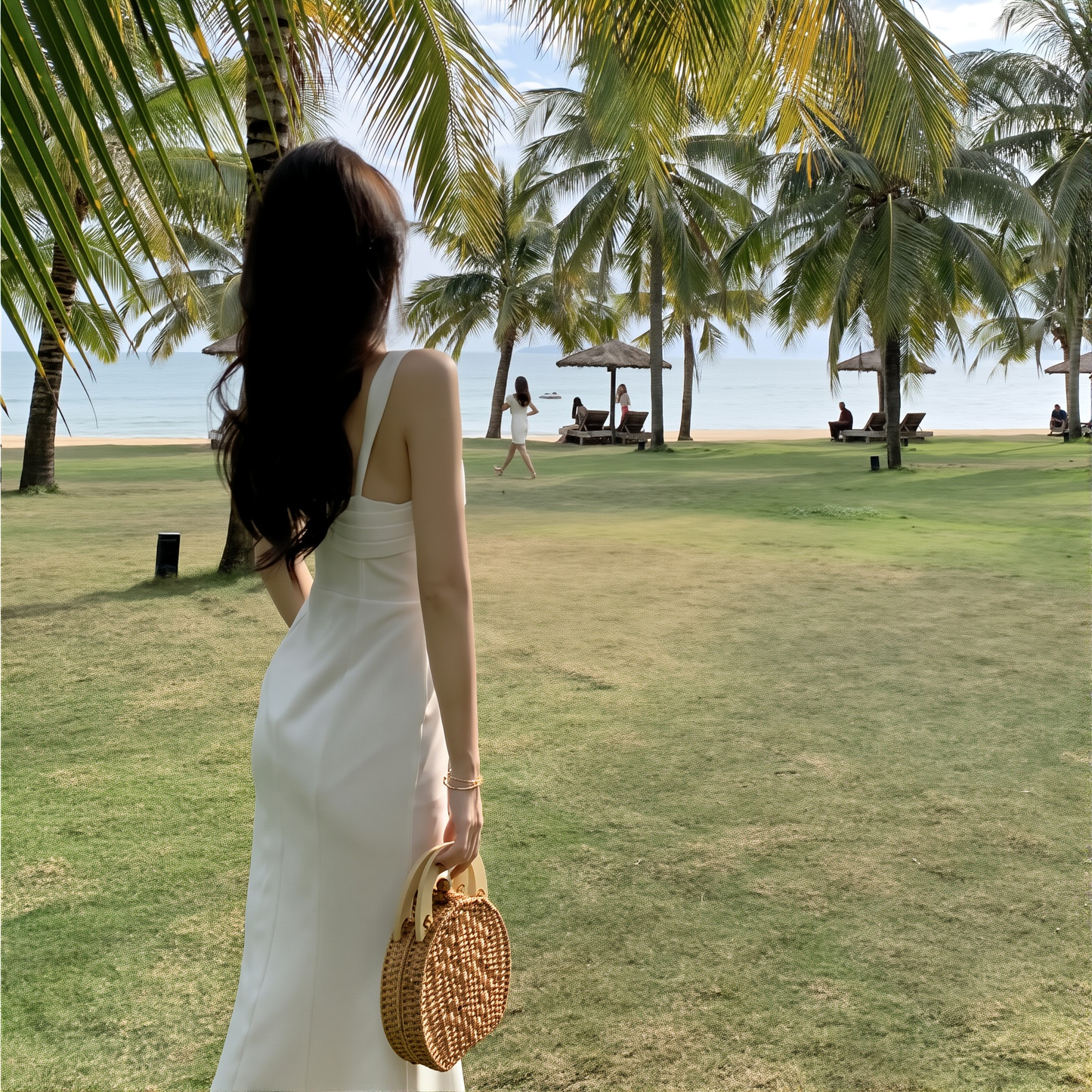The French Riviera Vacation Dress: White Pearl & Elegance