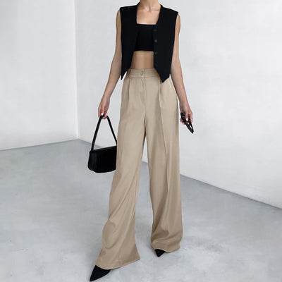 Women's Pure Color Temperament All-matching Casual Trousers