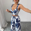 Sexy V-neck Strap Vest Loose Wide Leg Pants
