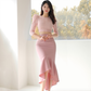 Korean Style Slim-Fitting Top And Fashionable Waist-Cinching Fishtail Skirt Two-Piece Set