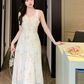 Real Shot Of Summer Sweet Ladylike Floral Suspender Dress, Feminine, Whitening And Slimming Sleeveless Long Skirt