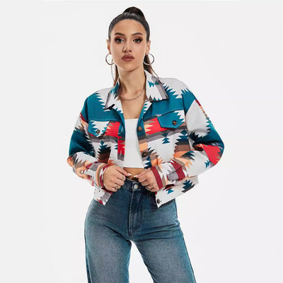 Coat Printing Long Sleeve Short Top