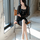 Korean Style Cut Out Dress 2025 - Fake Two-Piece Round Neck Hip-Hugging Midi for Women