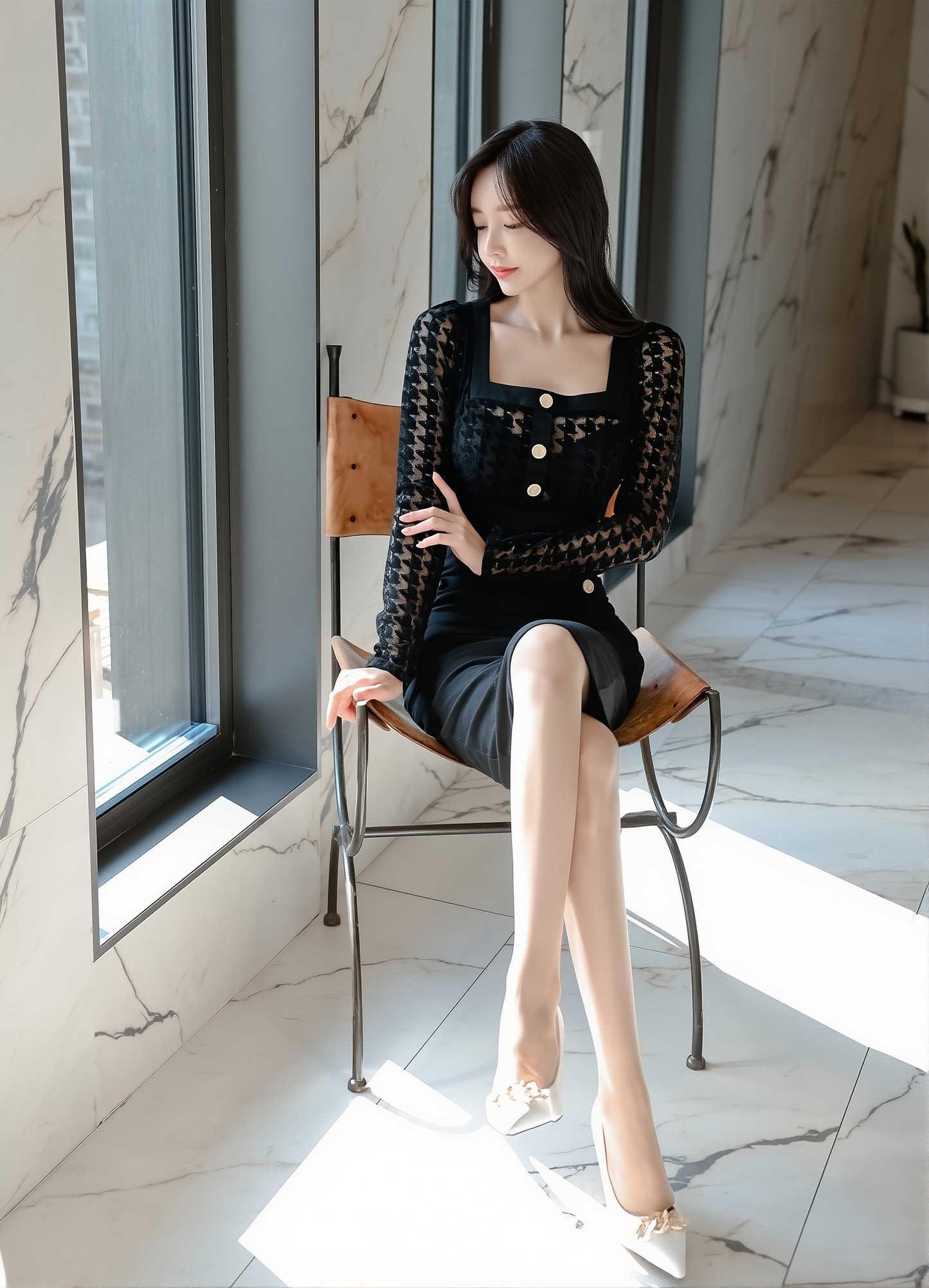 Korean Style Cut Out Dress 2025 - Fake Two-Piece Round Neck Hip-Hugging Midi for Women